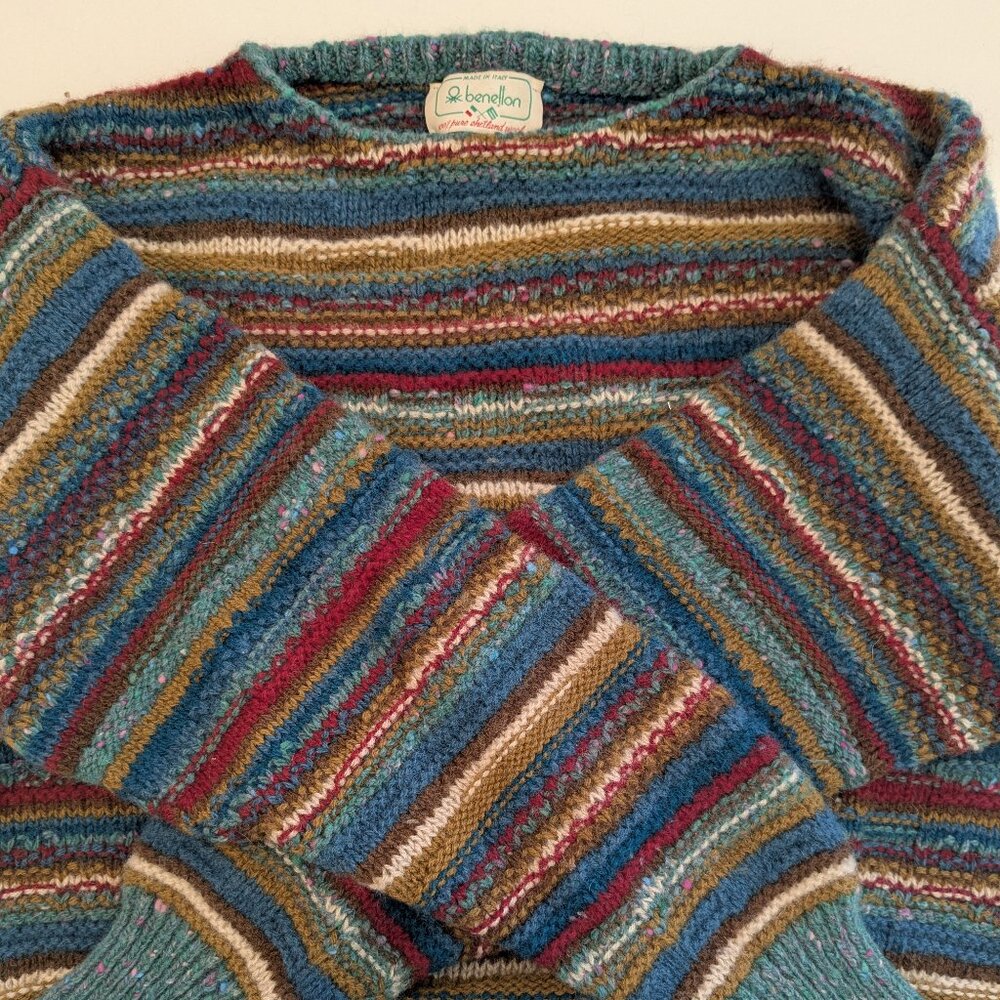 100% Pure Shetland Wool Benetton Sweater